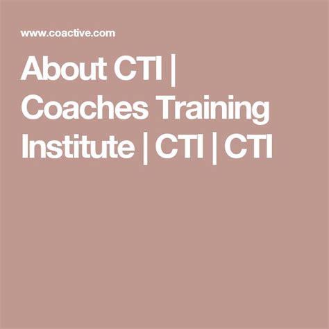 cti coaches training institute